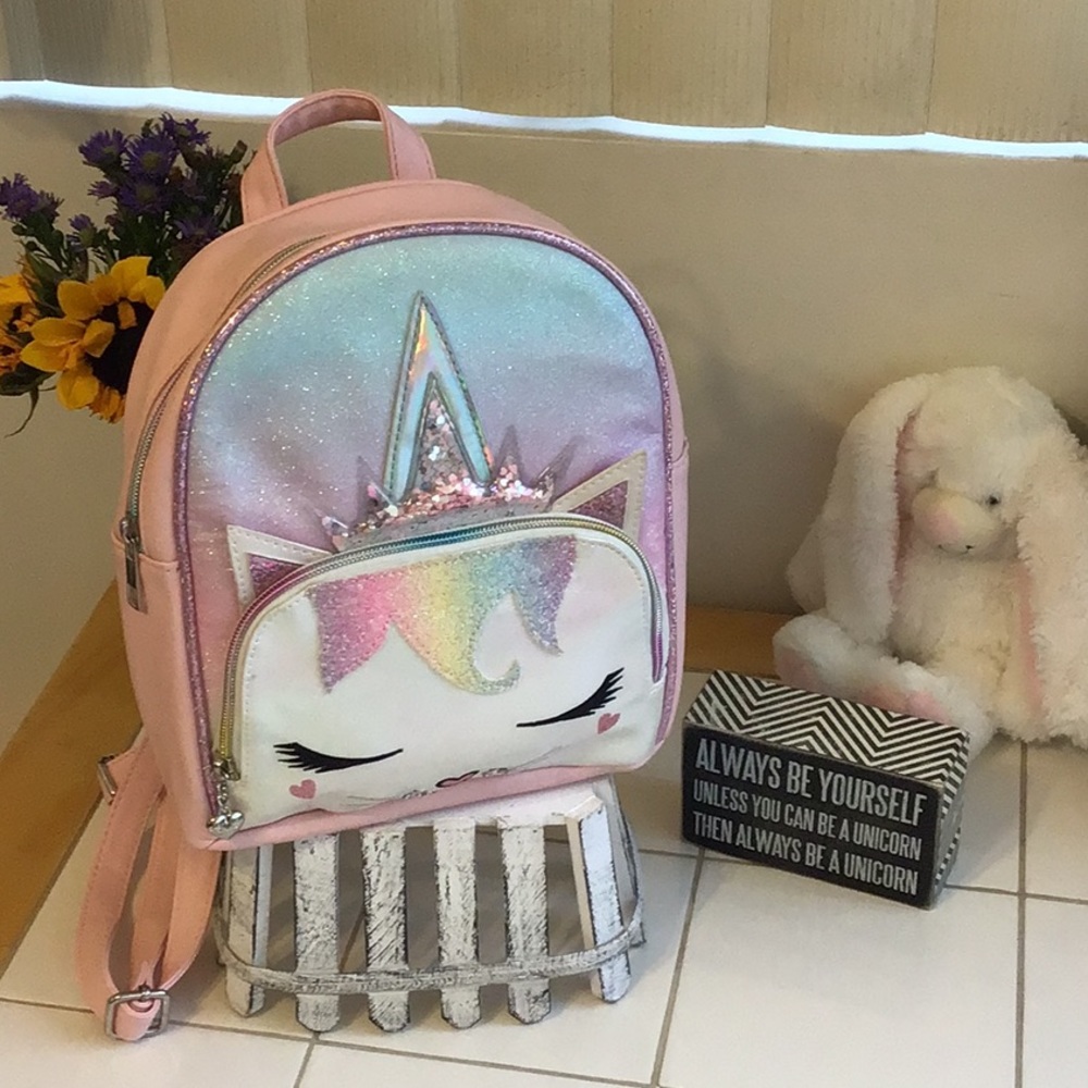 ‘OMG Accessories’ Glittery Unicorn Backpack NWT